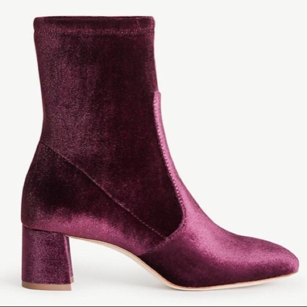 NWT Ann Taylor Larissa Velvet Stretch Bootie.
